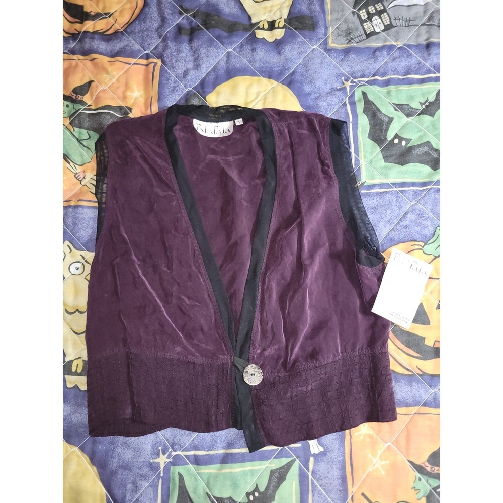 Pala Pala Vest Top Womens Purple Single Button‎ Wearable Art NWT Size XL (1)